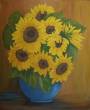 Sonnenblumen in blauer Vase  » Click to zoom ->